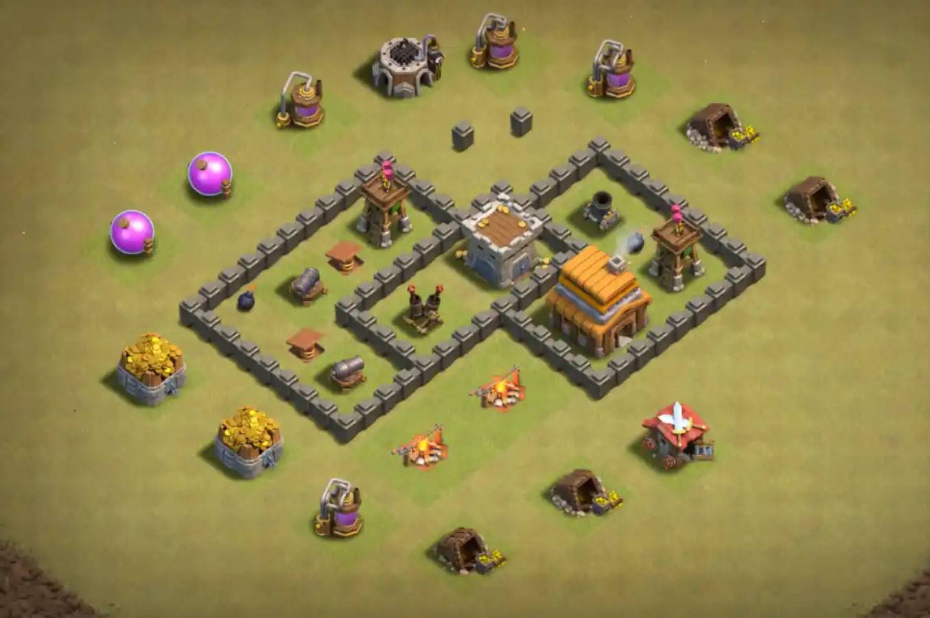 COC TH4 Base Anti 2 Stars