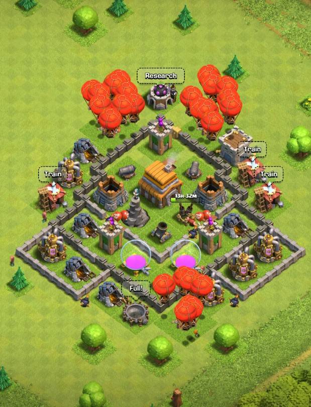 Clash of Clans Town Hall 5 Clan Farming League Layout
