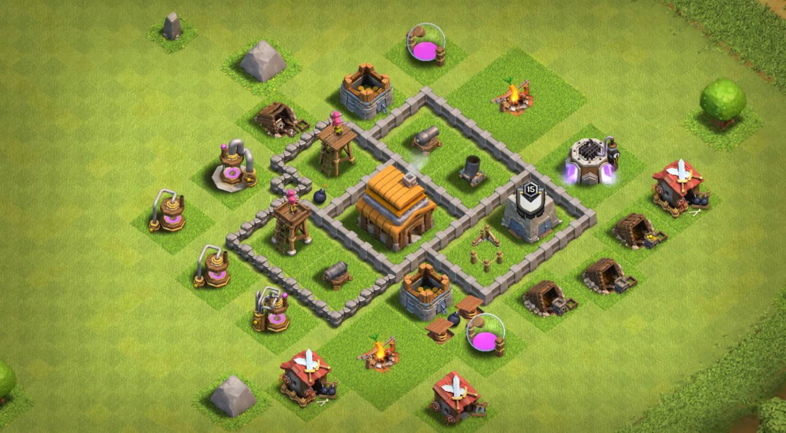 Town Hall 4 Base Anti Everything