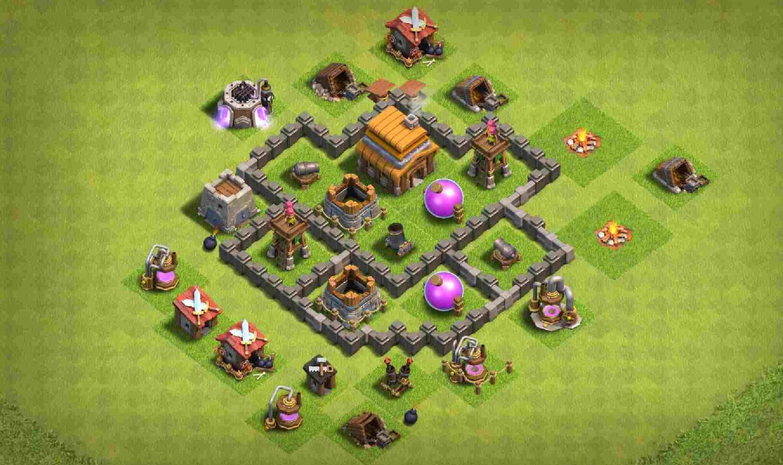 best town hall 4 war base layout