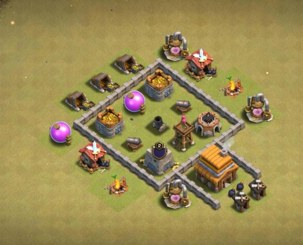 clash of clans town hall 4 farming base layout