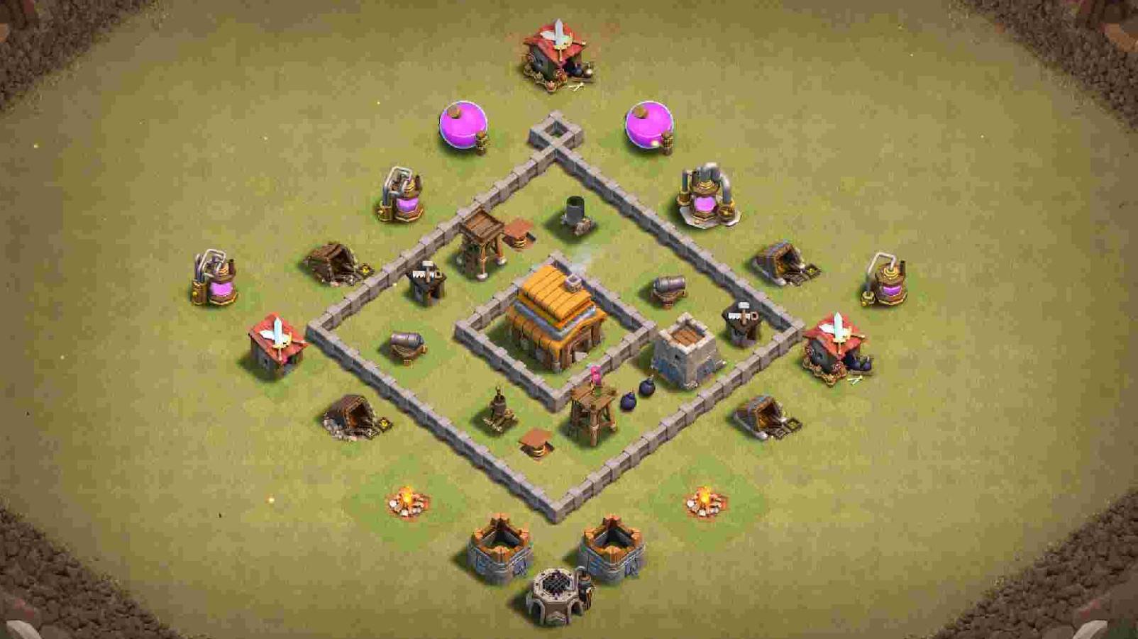 coc th4 war base anti 2 star