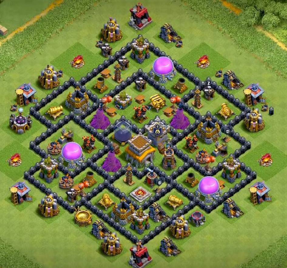 COC TH8 Base Anti 2 Stars