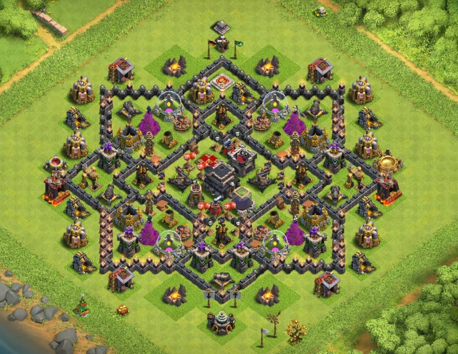 COC th9 Farming Base Links Anti 2 Stars