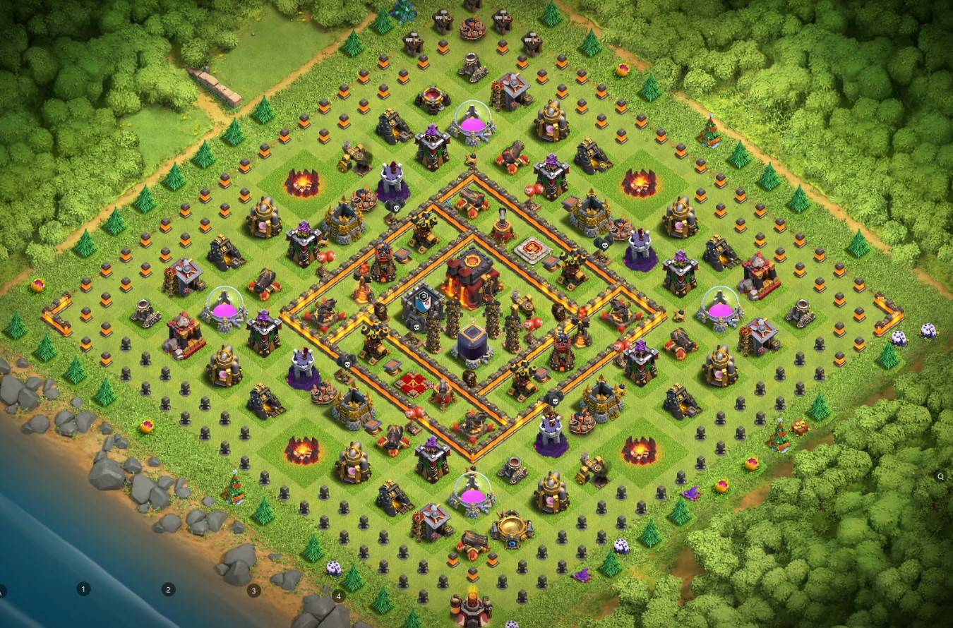 clash of clans th10 hybrid base 2023