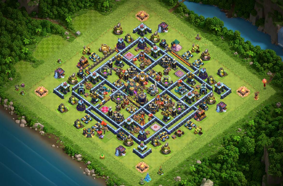 clash of clans th14 hybrid base