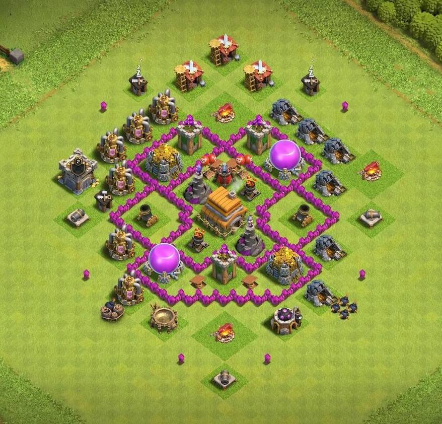 clash of clans th6 base hybrid