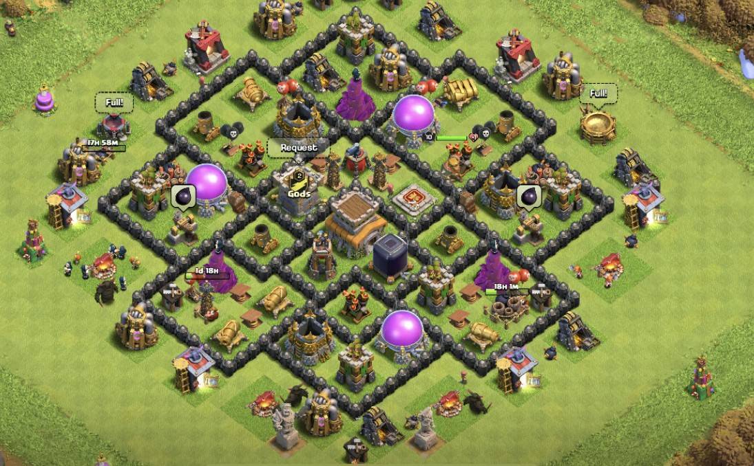 clash of clans th8 base hybrid