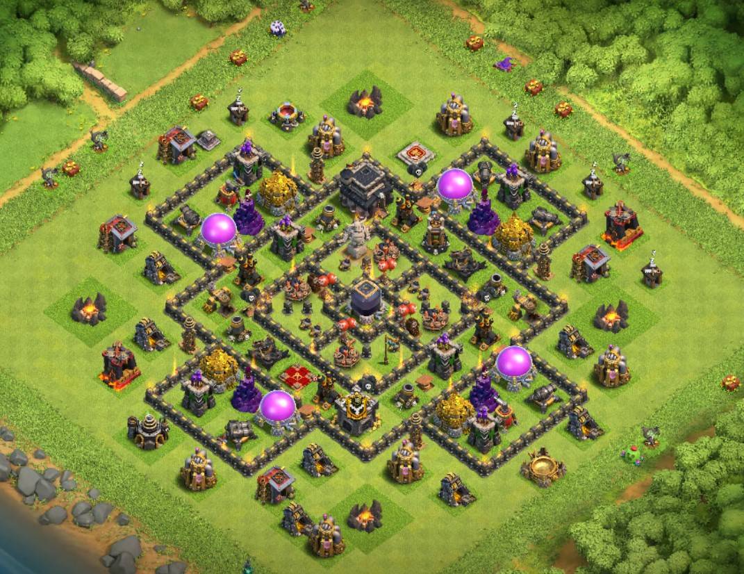 clash of clans th9 farming base anti everything