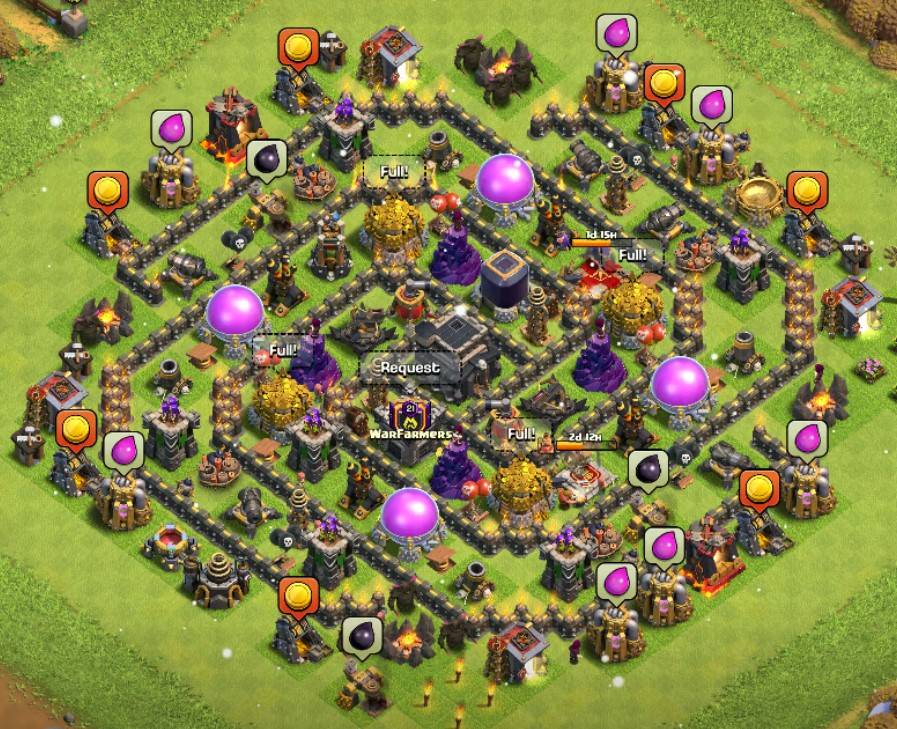 th9 farming base clan castle center