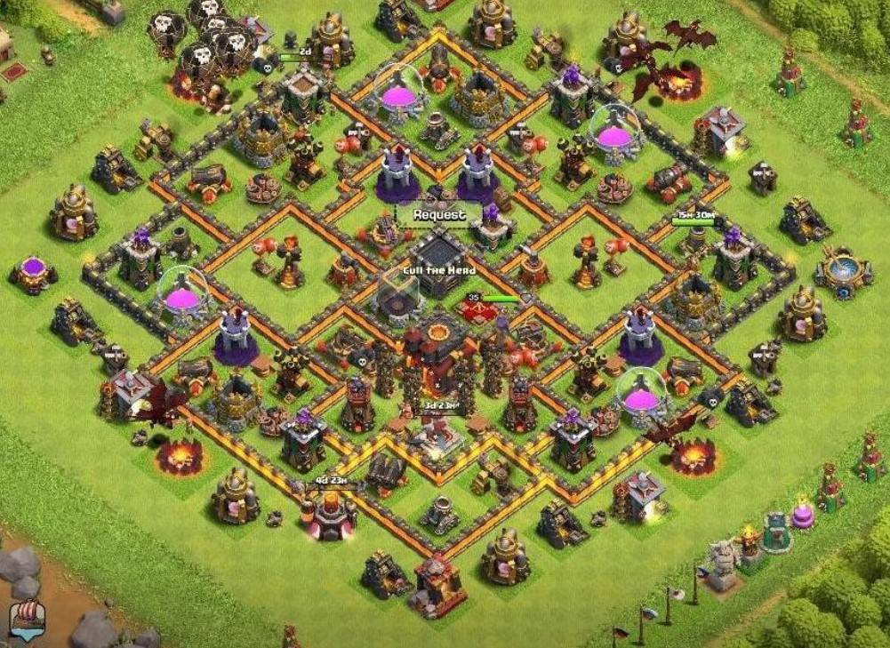 town hall 10 hybrid base anti 2 star