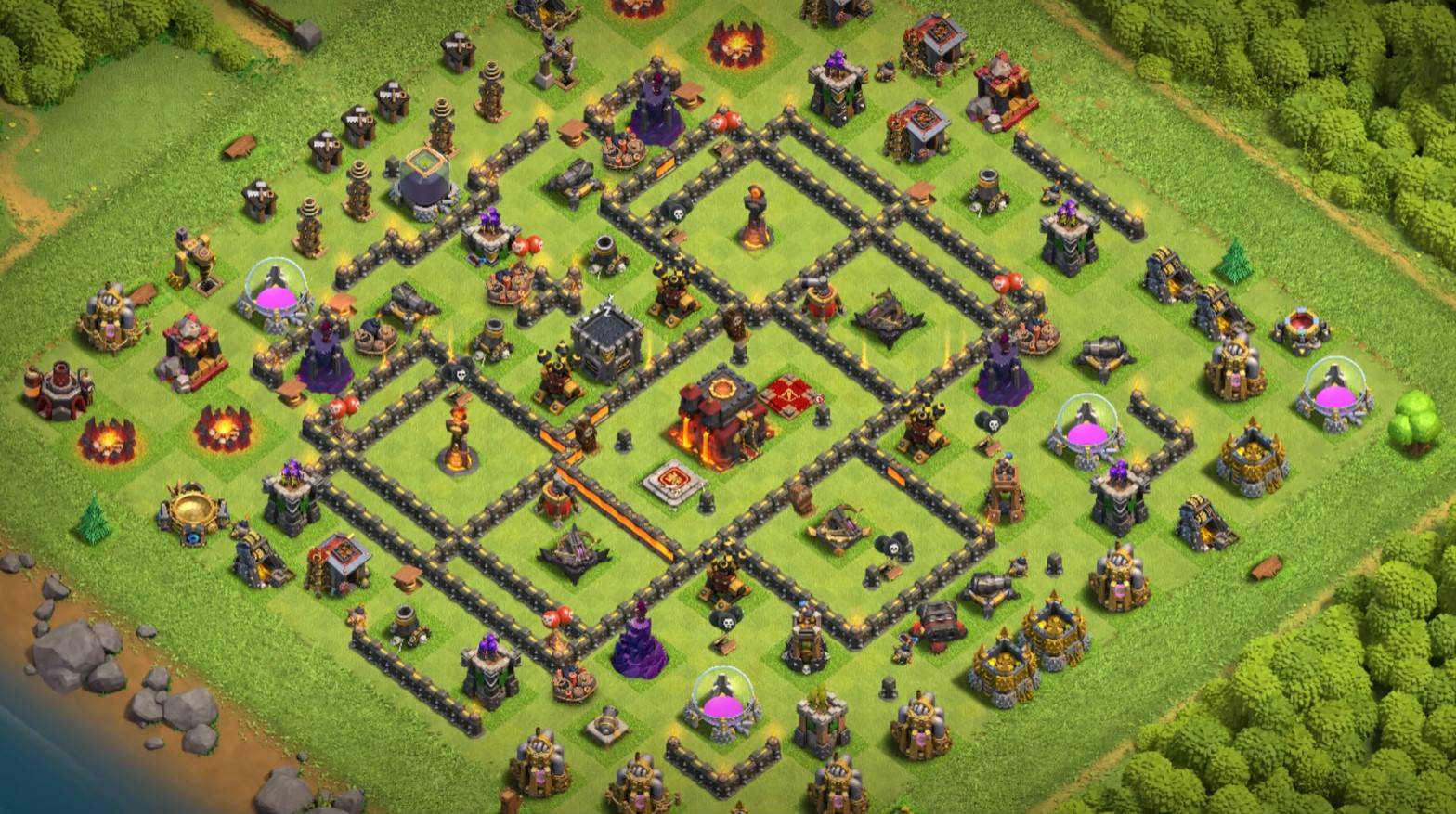 town hall 10 war base links with hero pets