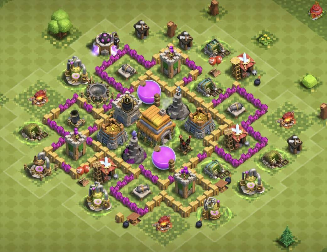 town hall 6 base anti 2 star